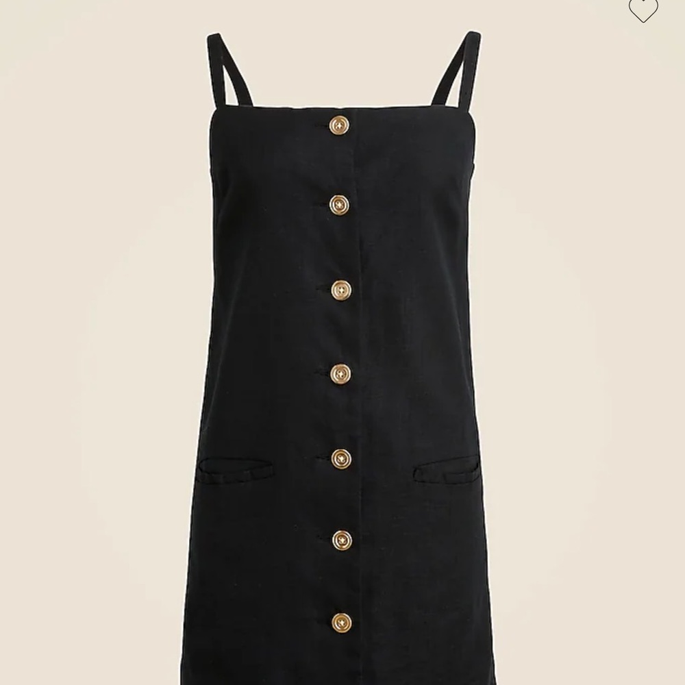 J. Crew Black Mini Dress with Gold Buttons